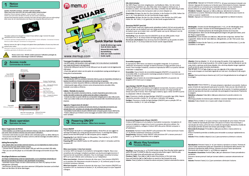 Page n°1 - Manuel utilisateur Memup Square
