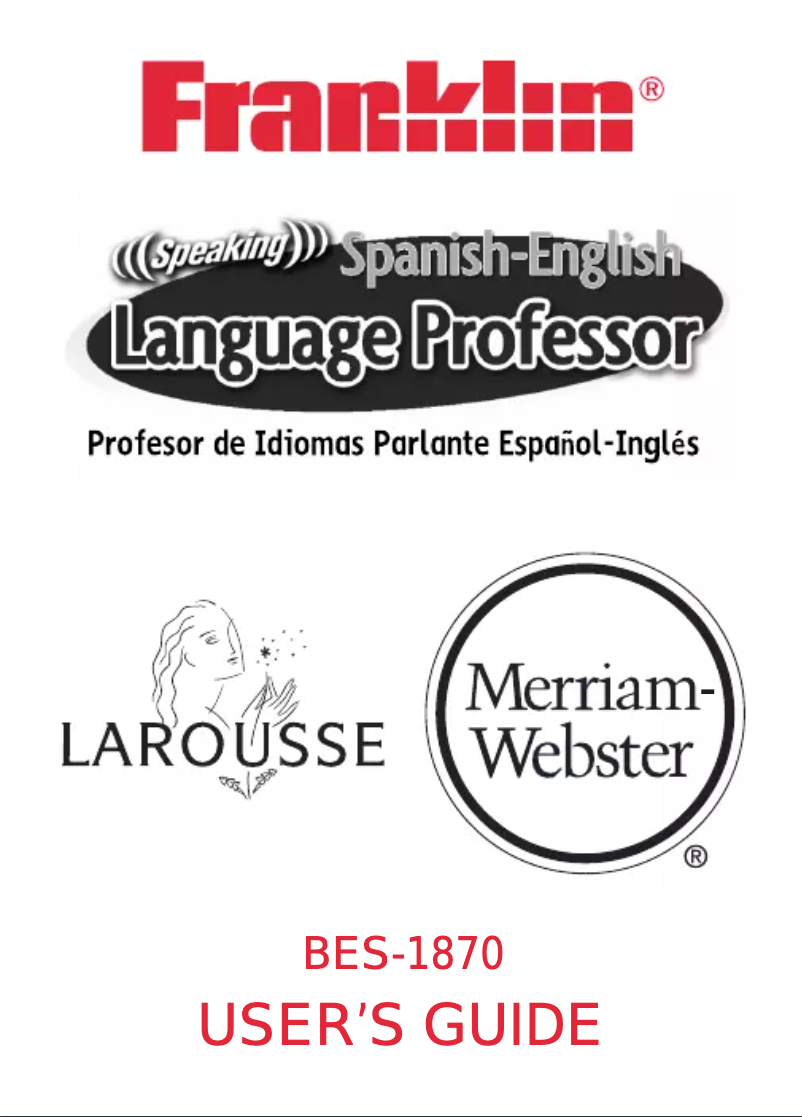 Page n°1 - Manuel utilisateur Franklin BES-1870