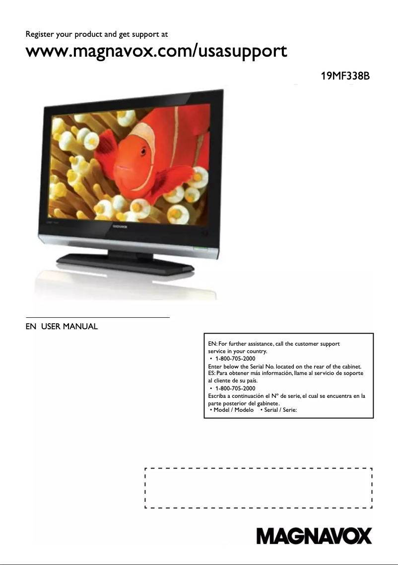 Page n°1 - Manuel utilisateur Magnavox 19MF338B