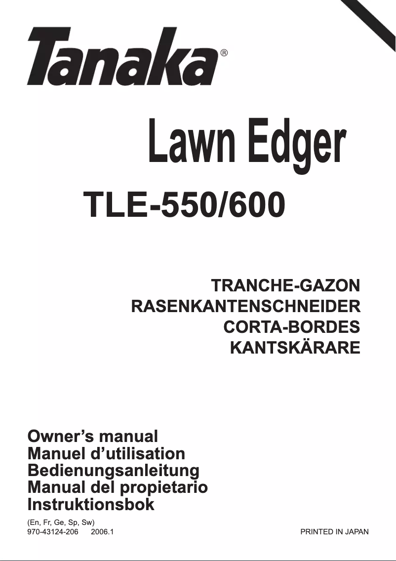 Page n°1 - Manuel utilisateur Tanaka TLE-600