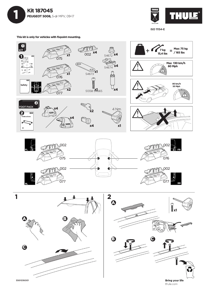 Page n°1 - Manuel utilisateur Thule Kit 187045
