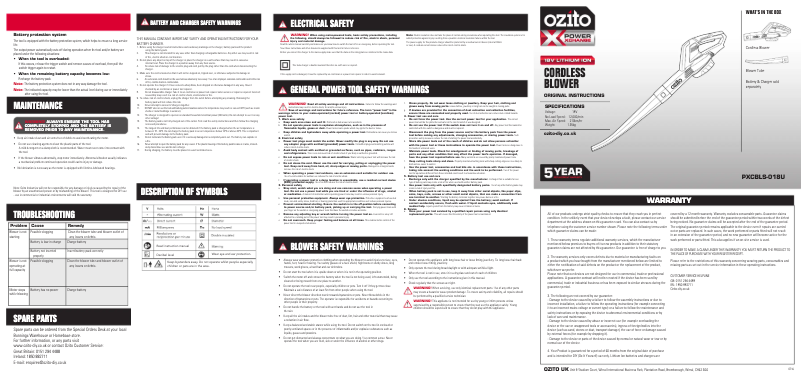 Página 1 del manual Manual de usuario Ozito PXCBLS-018U