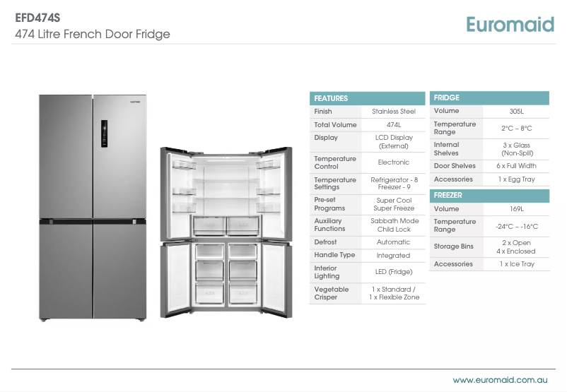 Page n°1 - Fiche technique Euromaid EFD474S