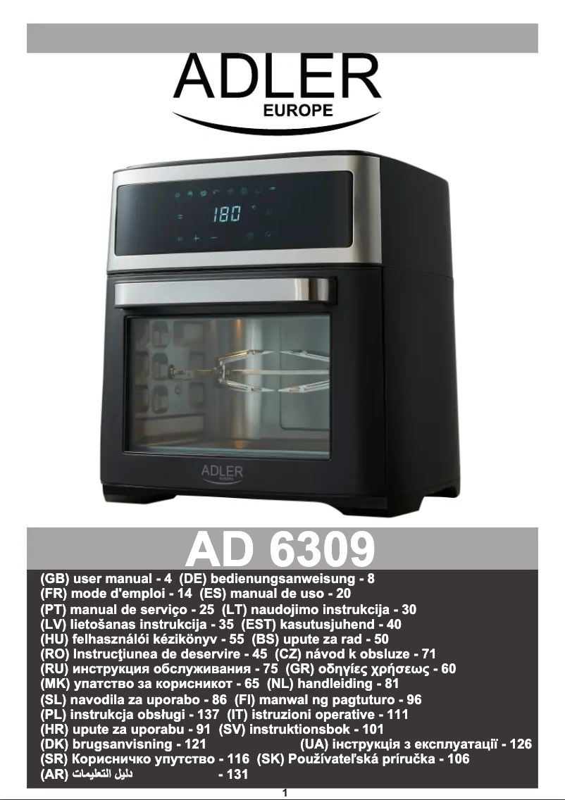 Page 1 de la notice Manuel utilisateur Adler AD 6309