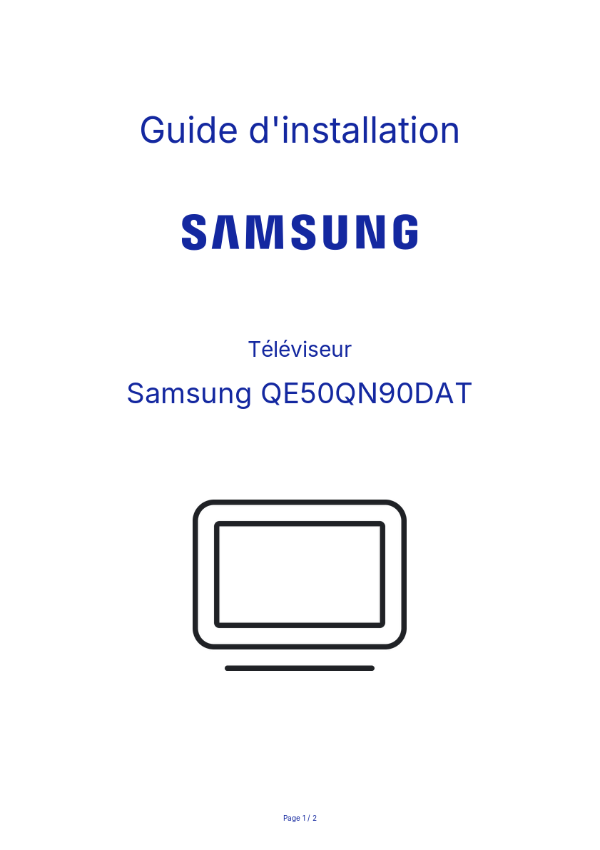 Page n°1 - Guide d'installation Samsung QE50QN90DAT