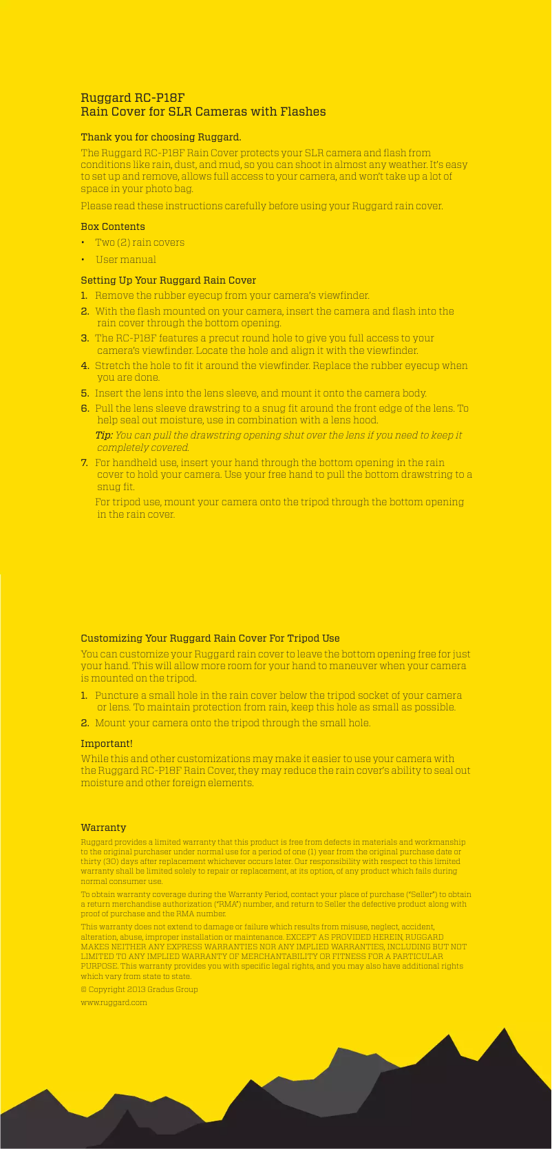 Page 1 de la notice Manuel utilisateur Ruggard RC-P18F