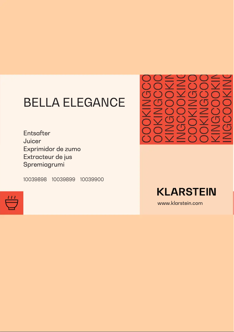 Image de la première page du manuel de l'appareil Bella Elegance