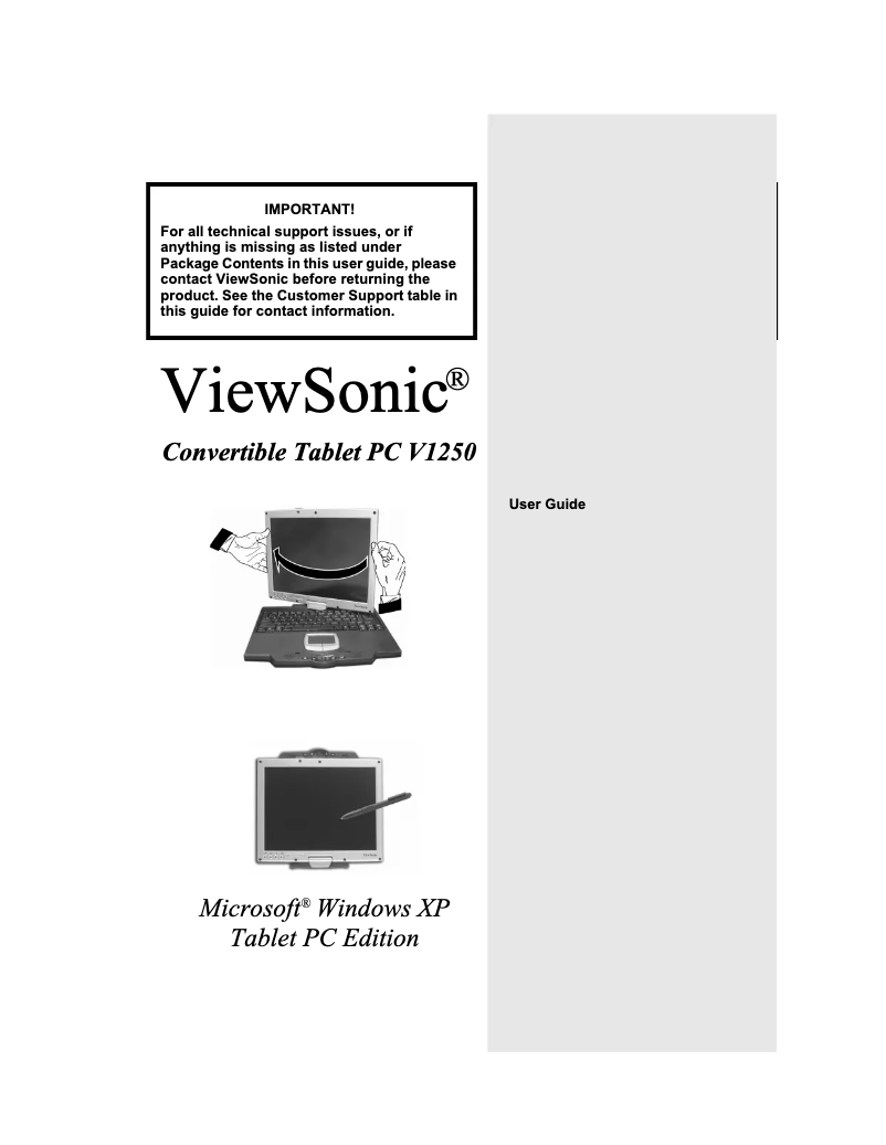 Imagen de la primera página del manual del dispositivo V1250P