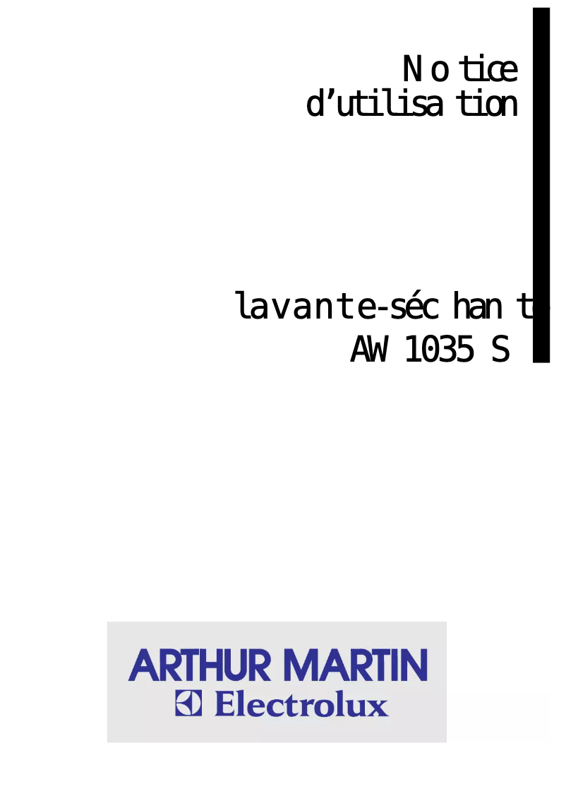 Page n°1 - Manuel utilisateur Arthur Martin-Electrolux AW 1035 S