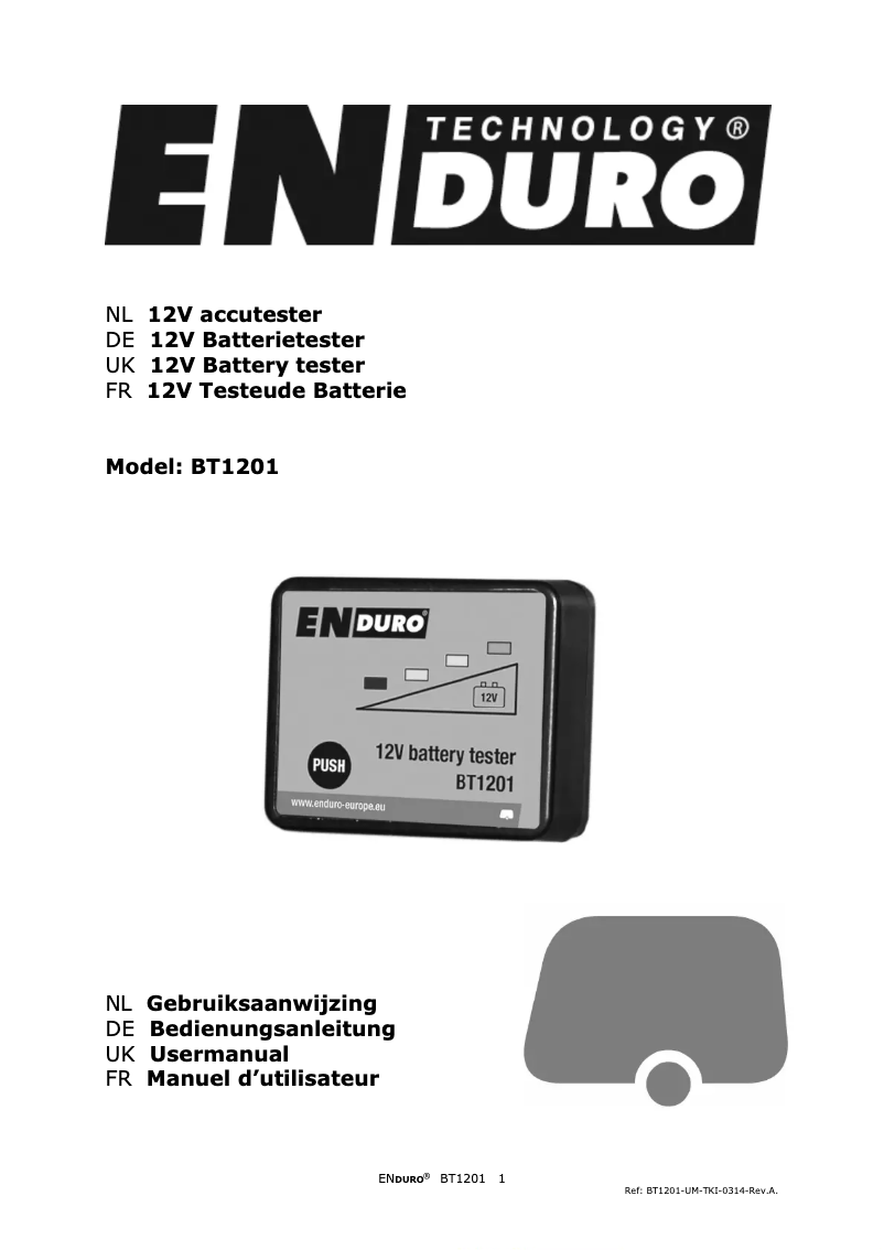Page 1 de la notice Manuel utilisateur Enduro BT1201