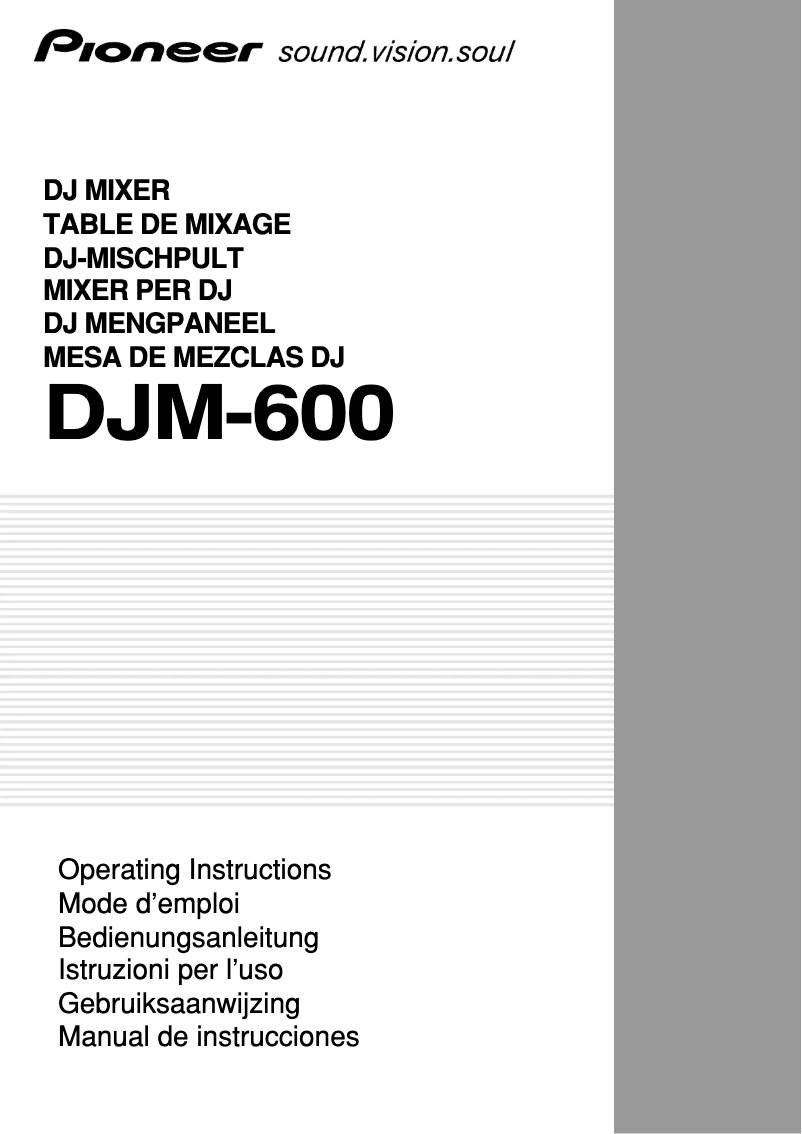 Page 1 de la notice Manuel utilisateur Pioneer DJM-600