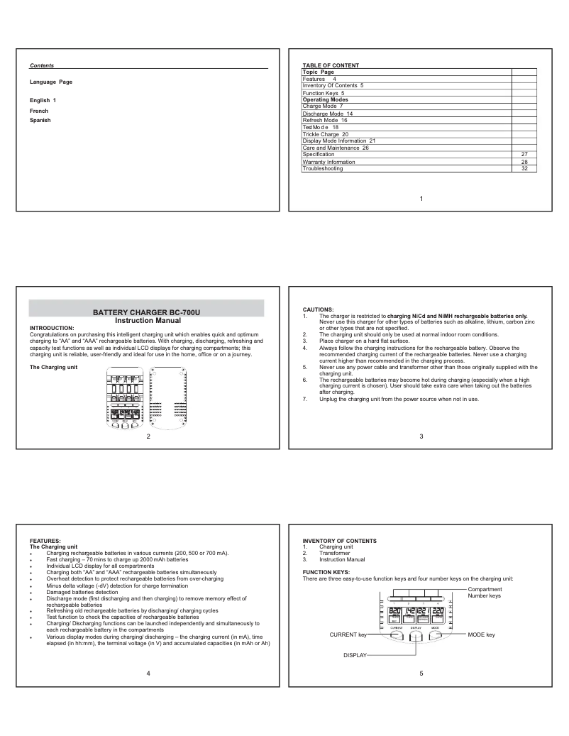 Page n°1 - Manuel utilisateur La Crosse Technology BC700-CBP