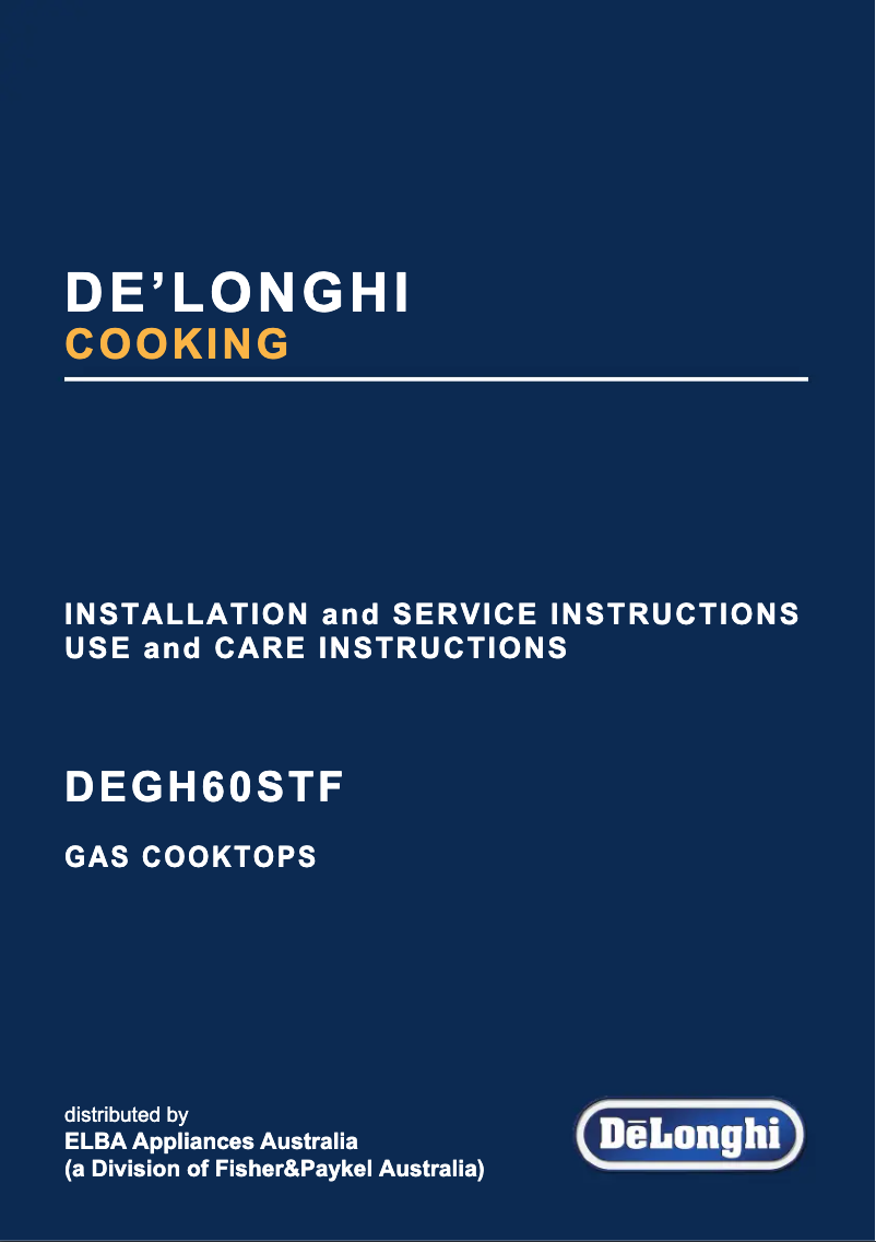 Page n°1 - Manuel utilisateur DeLonghi DEGH60STF