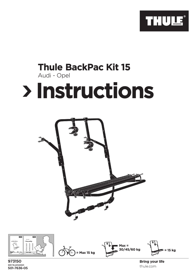 Page 1 of the manual User Manual Thule 973-15