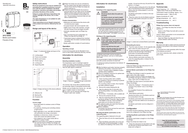 Page n°1 - Instructions / montage Berker 24126034