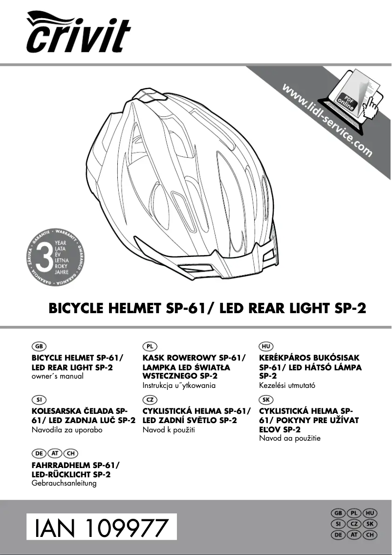 Page 1 de la notice Manuel utilisateur Crivit IAN 109977