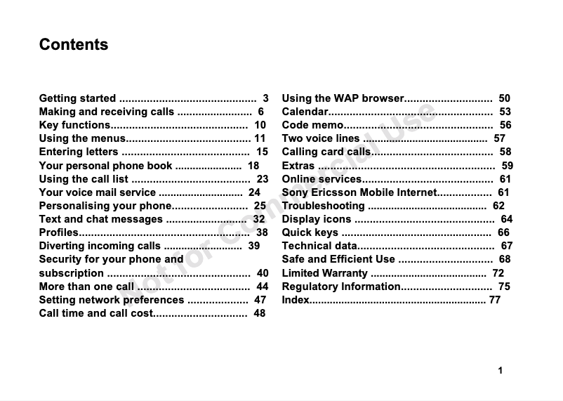 Page n°1 - Manuel utilisateur Sony Ericsson T600