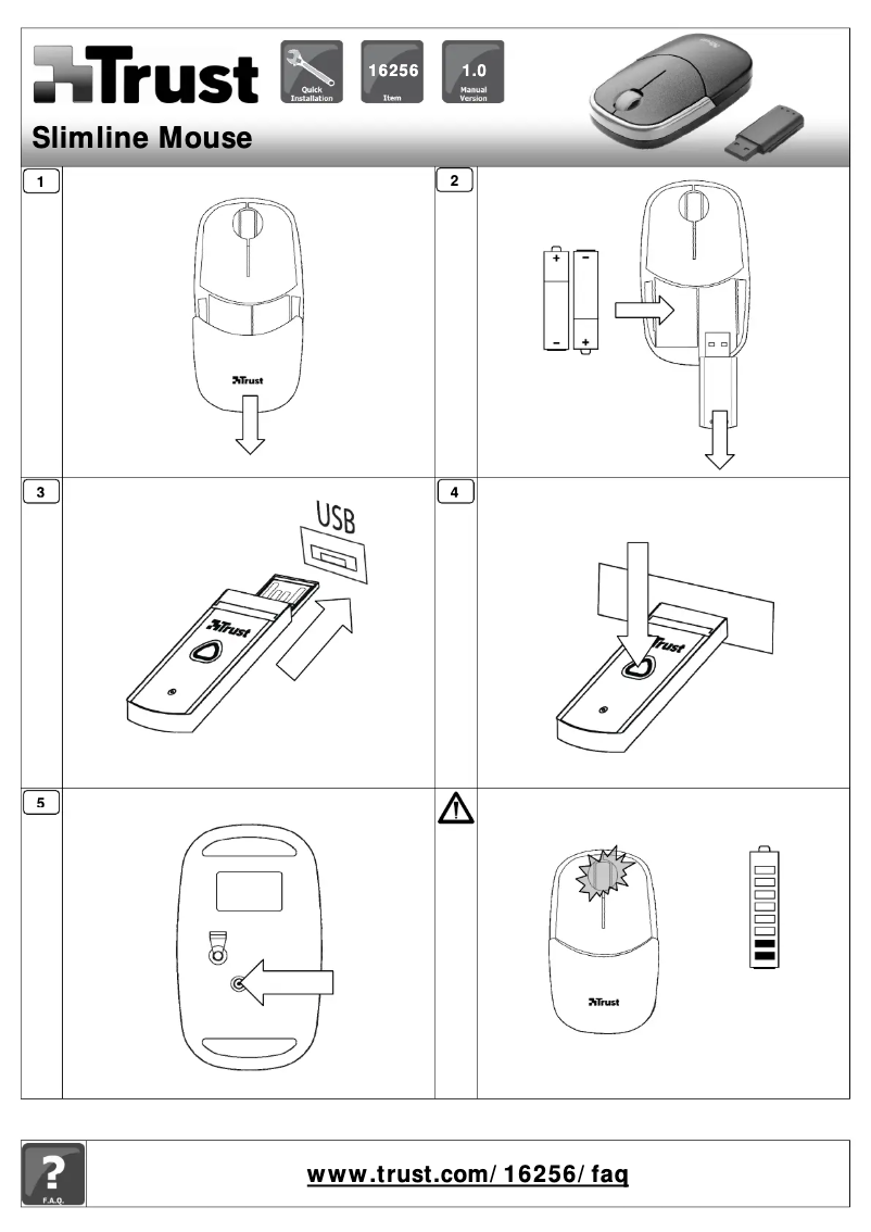 Page 1 de la notice Manuel utilisateur Trust Slimline Wireless Mini Mouse
