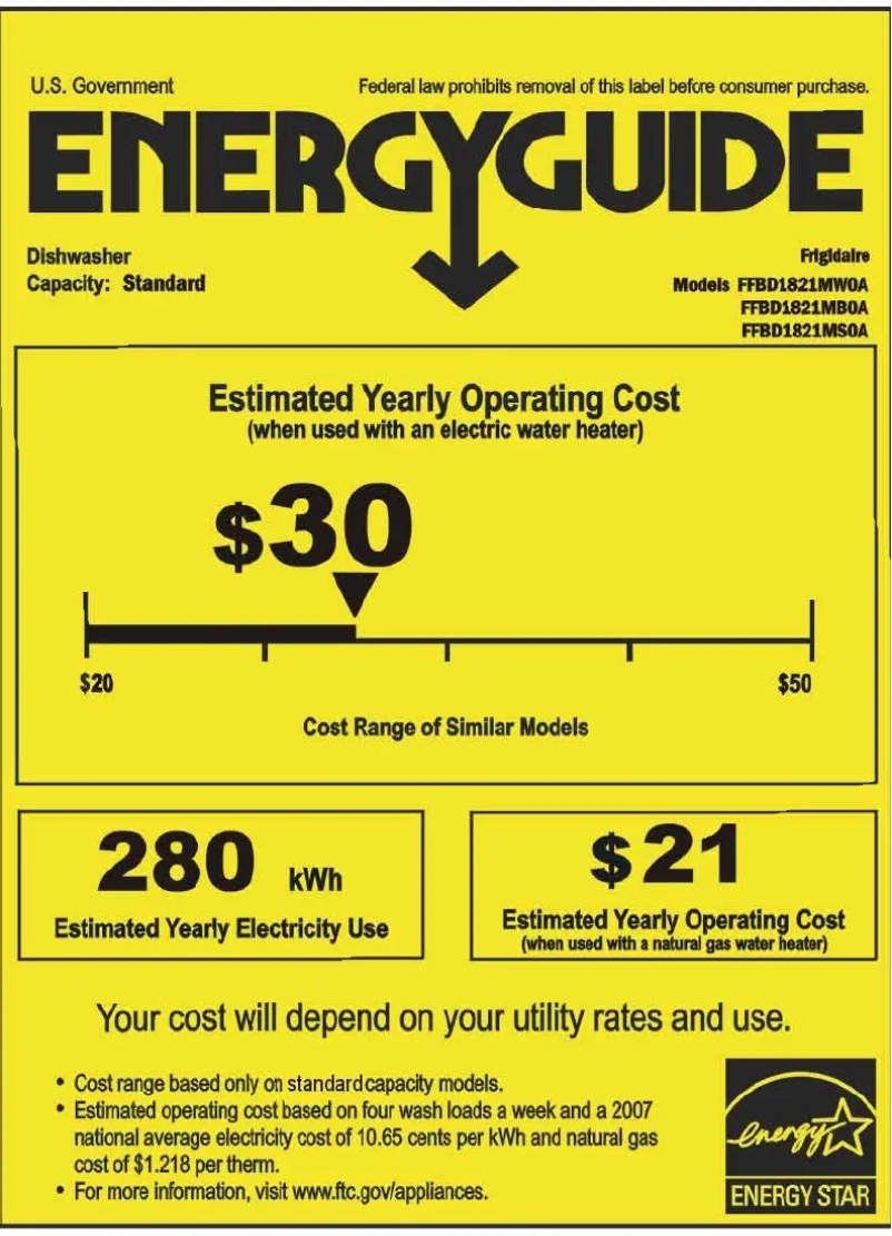Page n°1 - Label énergétique Frigidaire FFBD1821M