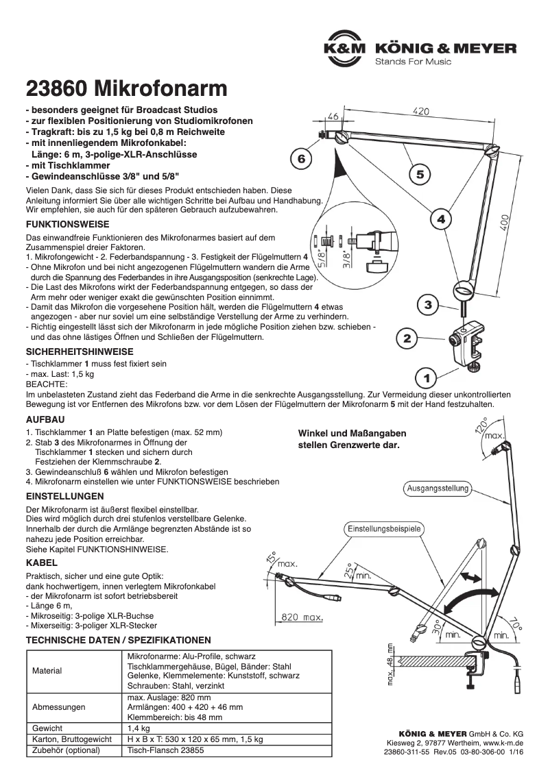 Page n°1 - Manuel utilisateur Konig & Meyer 23860