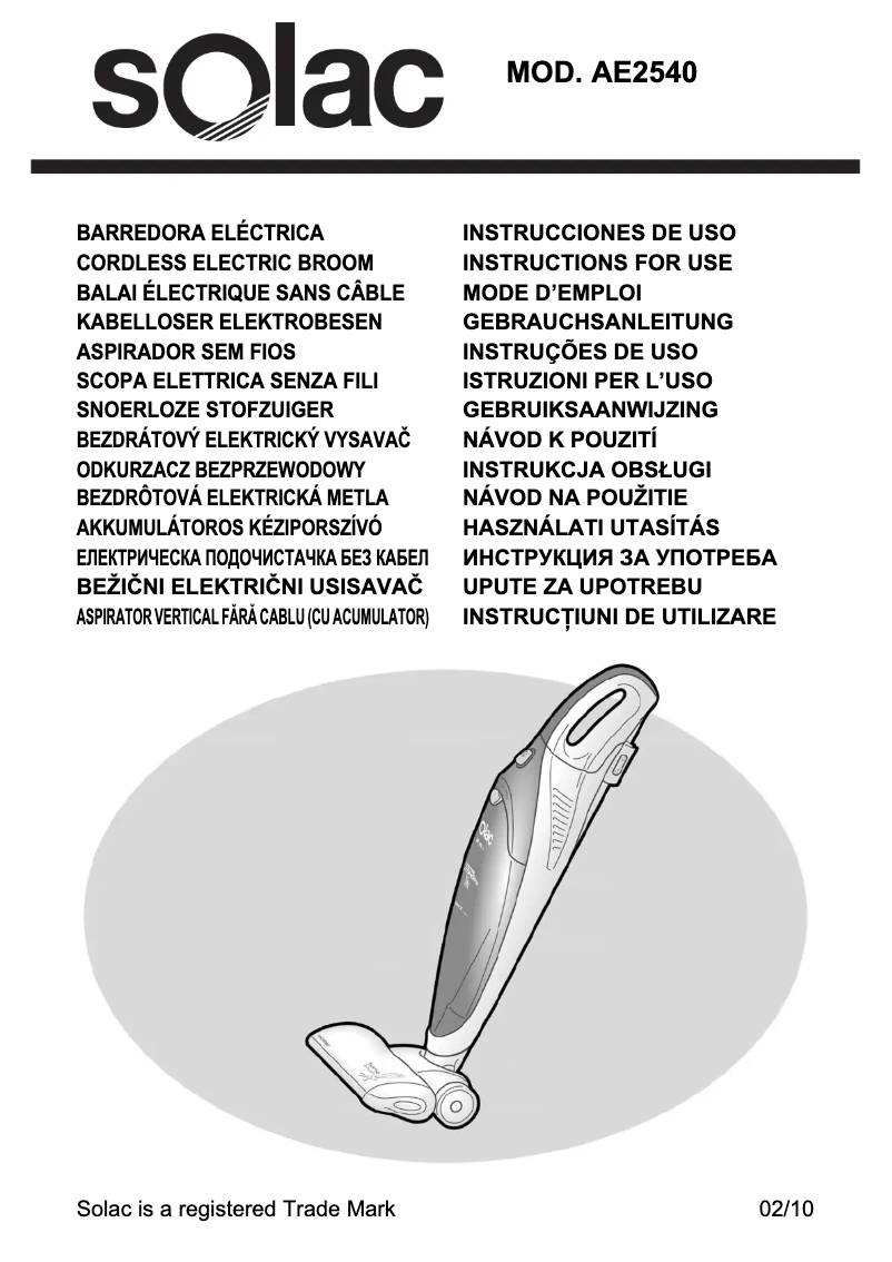 Page n°1 - Manuel utilisateur Solac AE2540