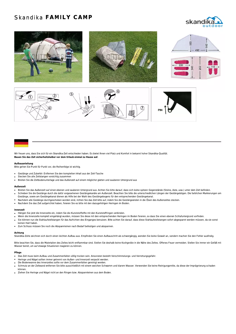 Image de la première page du manuel de l'appareil Family Camp