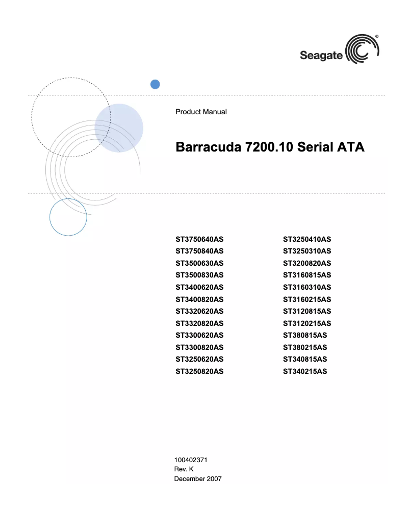 Image de la première page du manuel de l'appareil Barracuda 7200.10