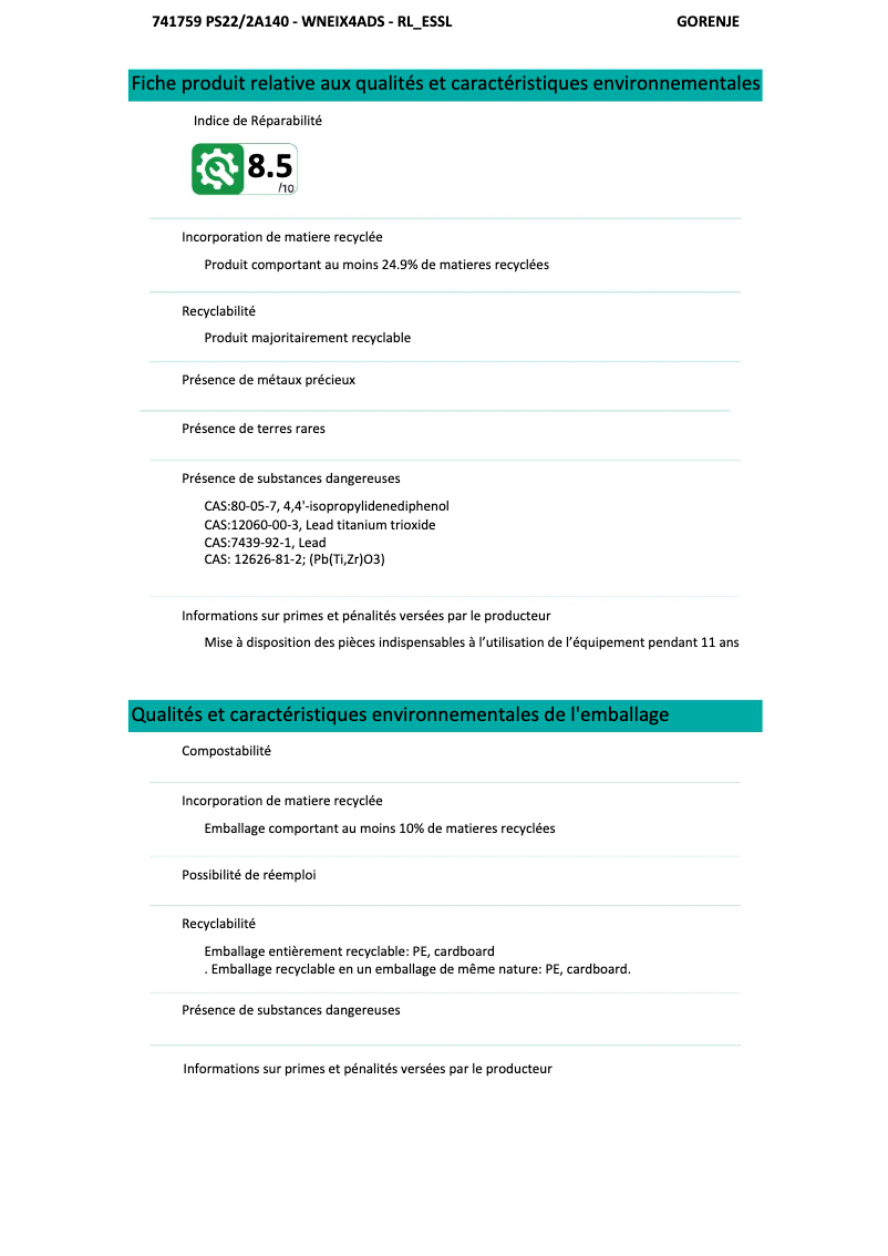 Image de la première page du manuel de l'appareil WNEIX4ADS