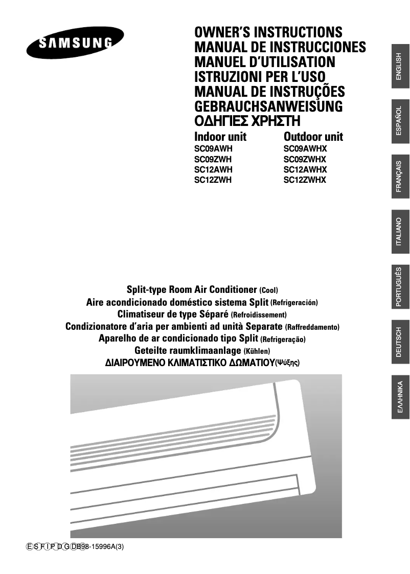 Page 1 de la notice Manuel utilisateur Samsung SC09ZWH