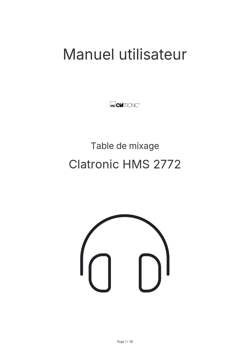 Page n°1 - Manuel utilisateur Clatronic HMS 2772