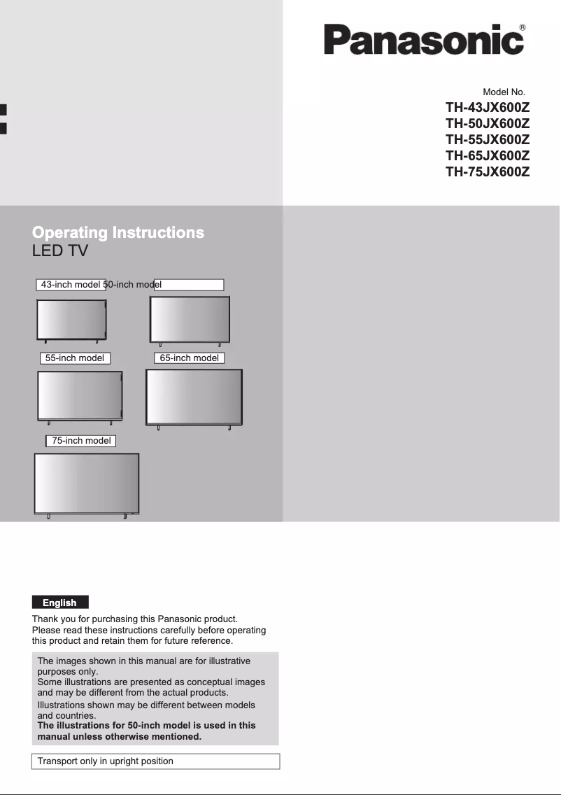 Image de la première page du manuel de l'appareil TH-65JX600Z