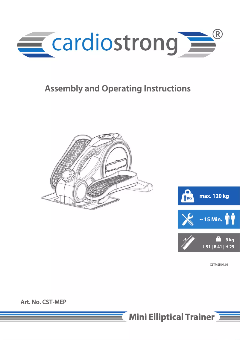 Page n°1 - Manuel utilisateur Cardiostrong Mini Elliptical Trainer