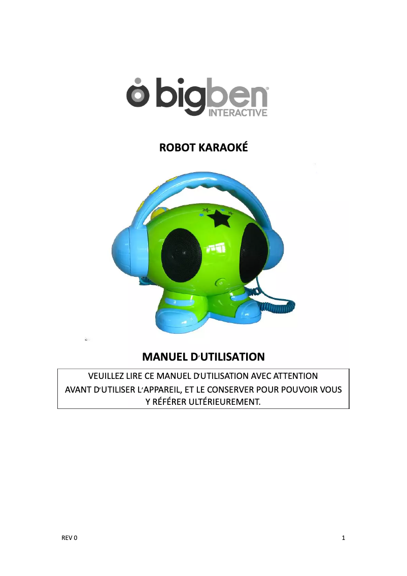 Page 1 de la notice Manuel utilisateur Bigben Interactive Matt
