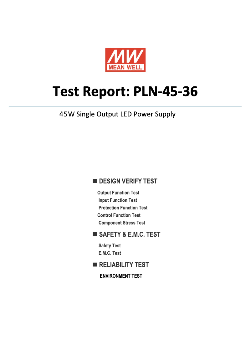 Page n°1 - Fiche technique Mean Well PLN-45-36