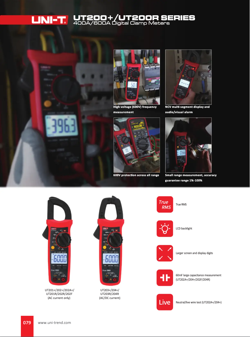 Page n°1 - Fiche technique Uni-T UT204+
