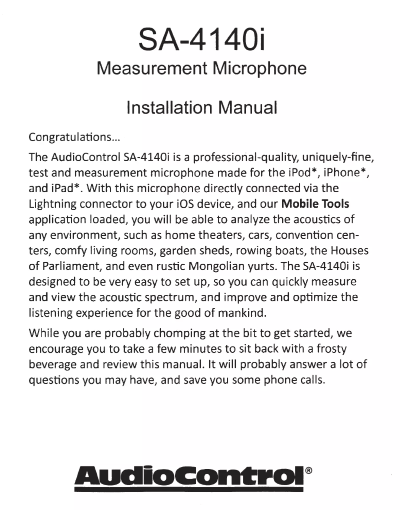 Página 1 del manual Manual de usuario AudioControl SA-4140i