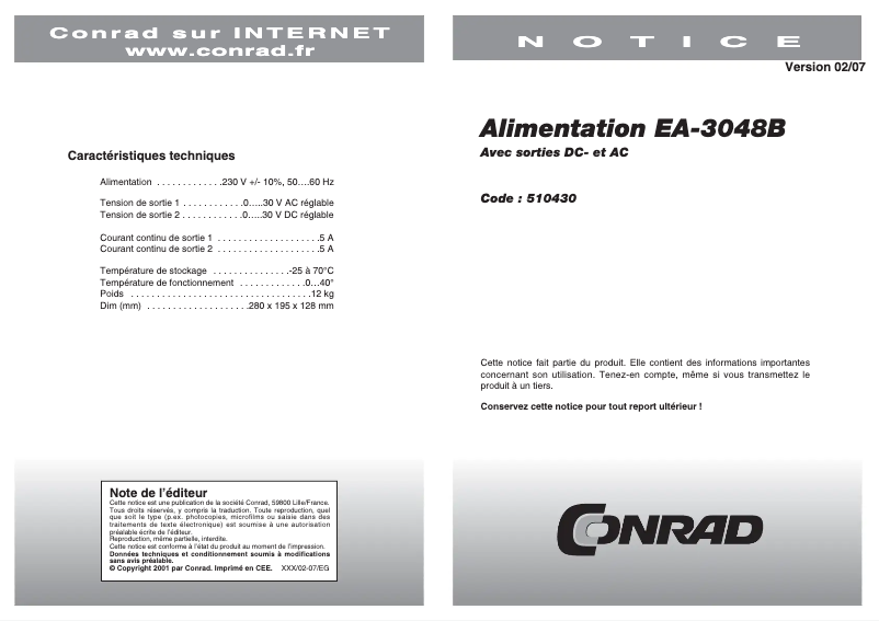 Page n°1 - Manuel utilisateur EA Elektro Automatik EA-3048B