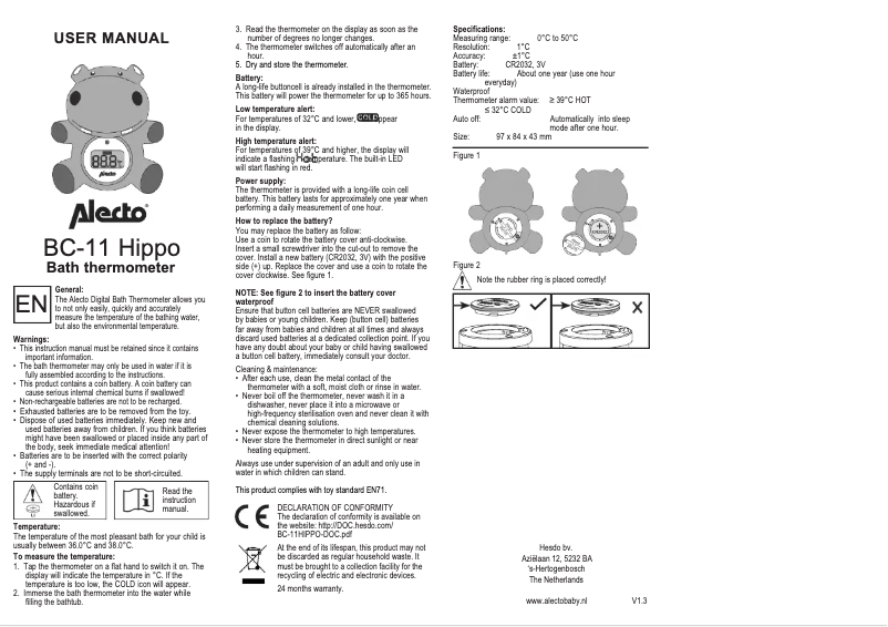 Image de la première page du manuel de l'appareil BC-11 Hippo