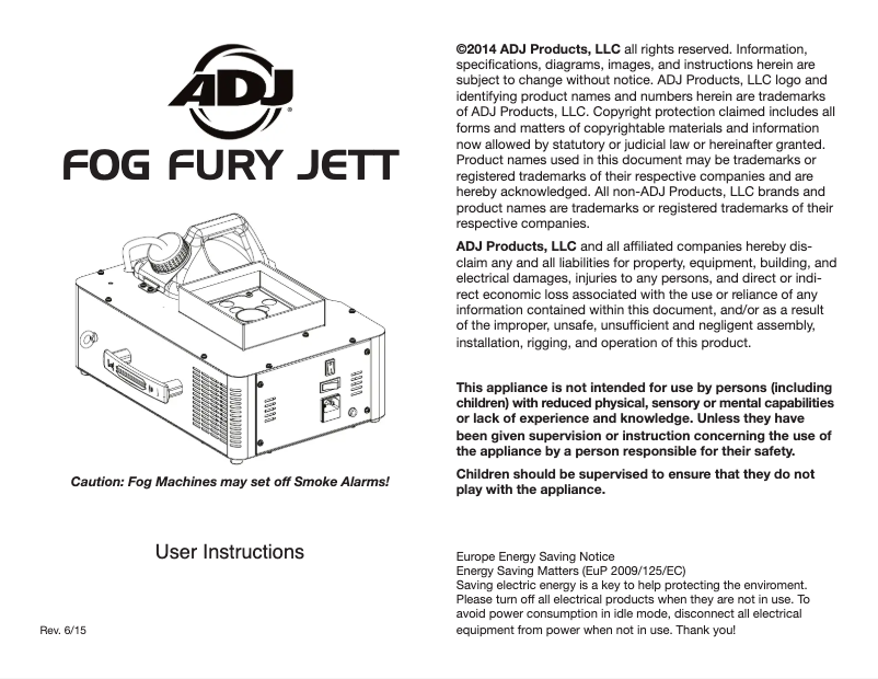 Página 1 del manual Manual de usuario American DJ Fog Fury Jett