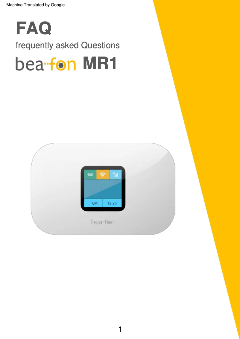 Page 1 of the manual FAQ Bea-fon MR1