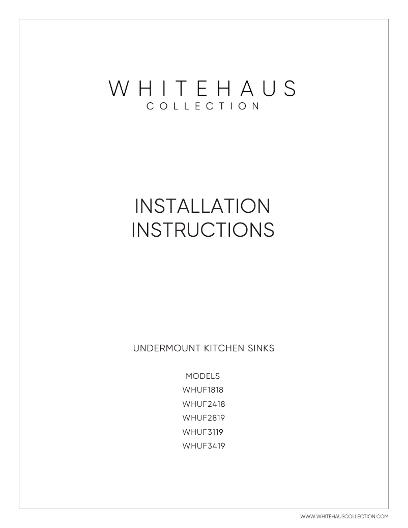 Page n°1 - Manuel utilisateur Whitehaus Fireclay WHUF3119