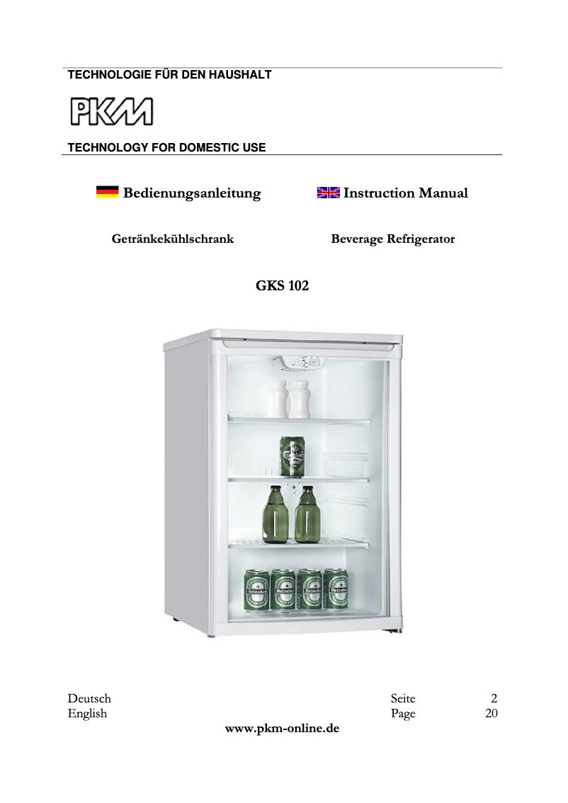 Page 1 of the manual User Manual PKM GKS102