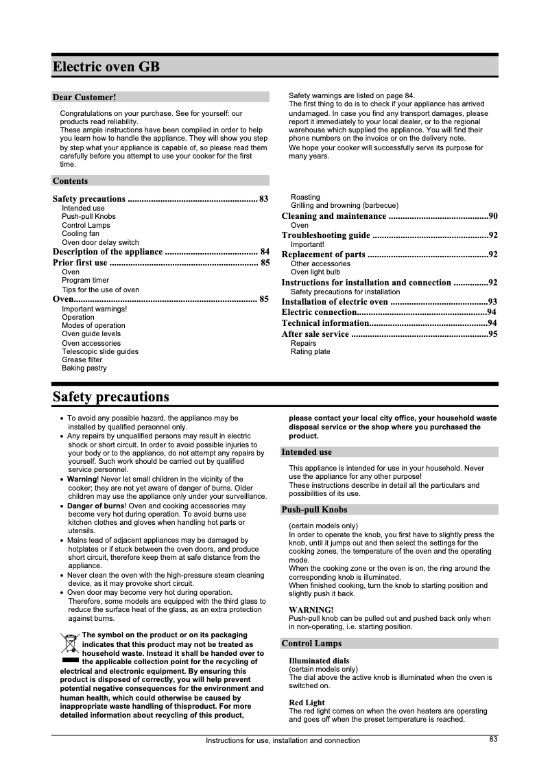 Page n°1 - Manuel utilisateur Gorenje B 3400 E