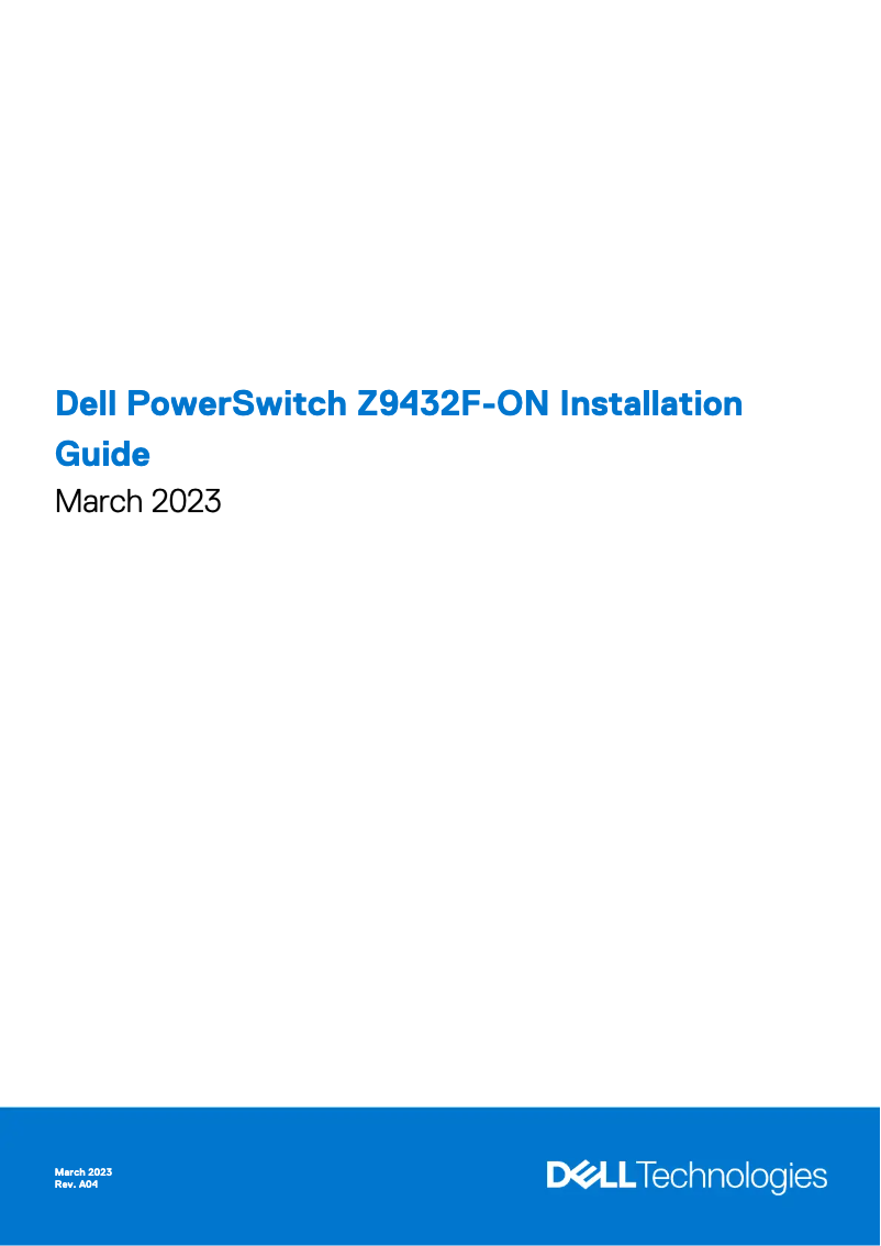 Page 1 de la notice Guide d'installation Dell PowerSwitch Z9432F-ON