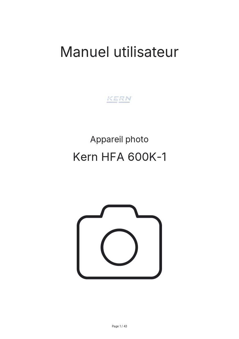 Image de la première page du manuel de l'appareil HFA 600K-1