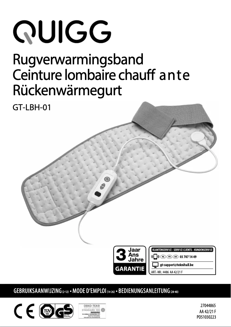 Page 1 de la notice Manuel utilisateur Quigg GT-LBH-01