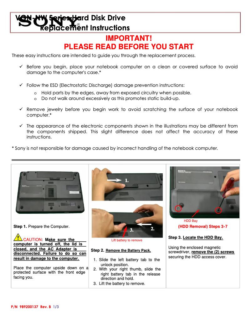 Page n°1 - Manuel utilisateur Sony VGN-NW235D