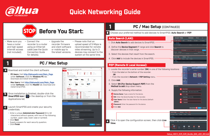 Page 1 de la notice Guide de démarrage rapide Dahua Technology N588D63S