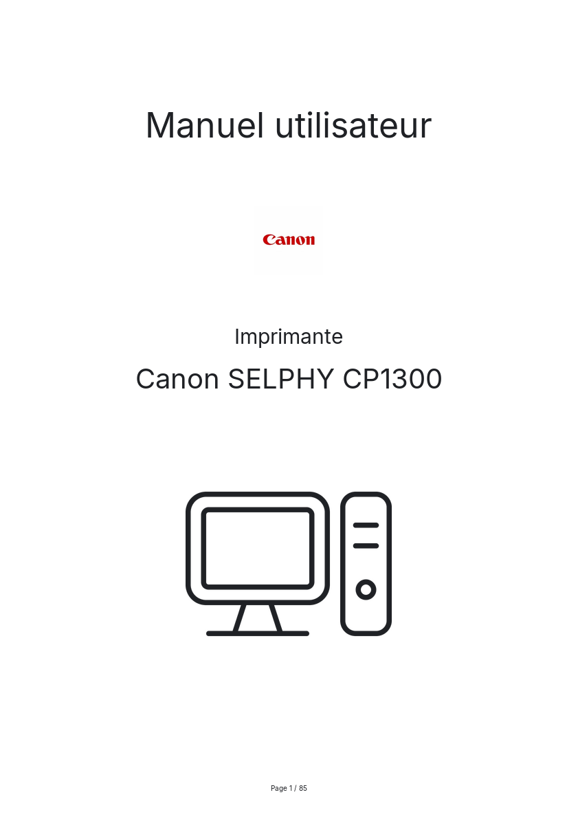 Page n°1 - Manuel utilisateur Canon SELPHY CP1300