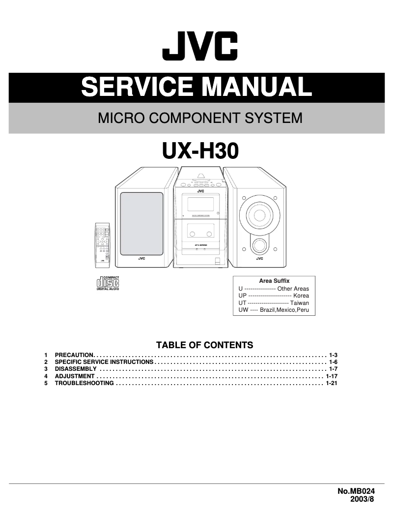 Page n°1 - Manuel utilisateur JVC UX-H30